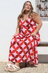 Acacia Maxi Dress - Square Neckline Thick Adjustable Strap Sun Dress in Bambina Print