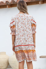 JAASE - Addy Mini Dress: Statement Balloon Sleeve Button Down Dress in Quincy Print