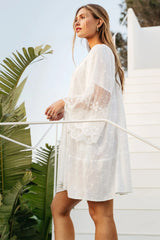 JAASE - Adela Mini Dress: Cotton Lace and Embroidered Smock Dress in White