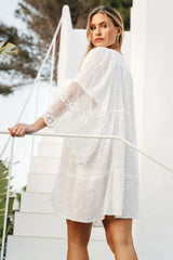 JAASE - Adela Mini Dress: Cotton Lace and Embroidered Smock Dress in White