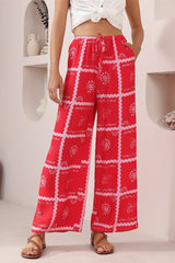 Adelaide Pants - Drawstring High Waisted Wide Leg Pant in Cambria Print