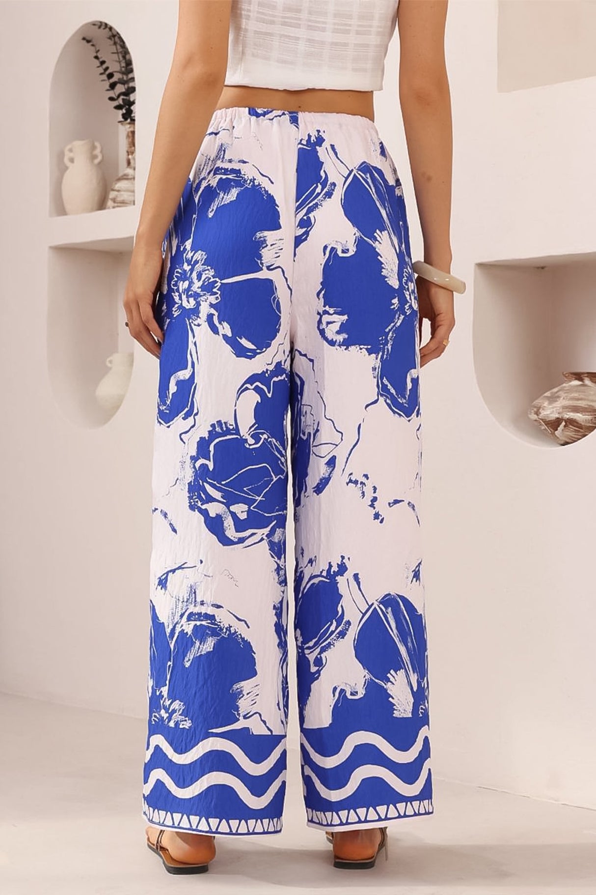 Adelaide Pants - Drawstring High Waisted Wide Leg Pant in Katiya Print
