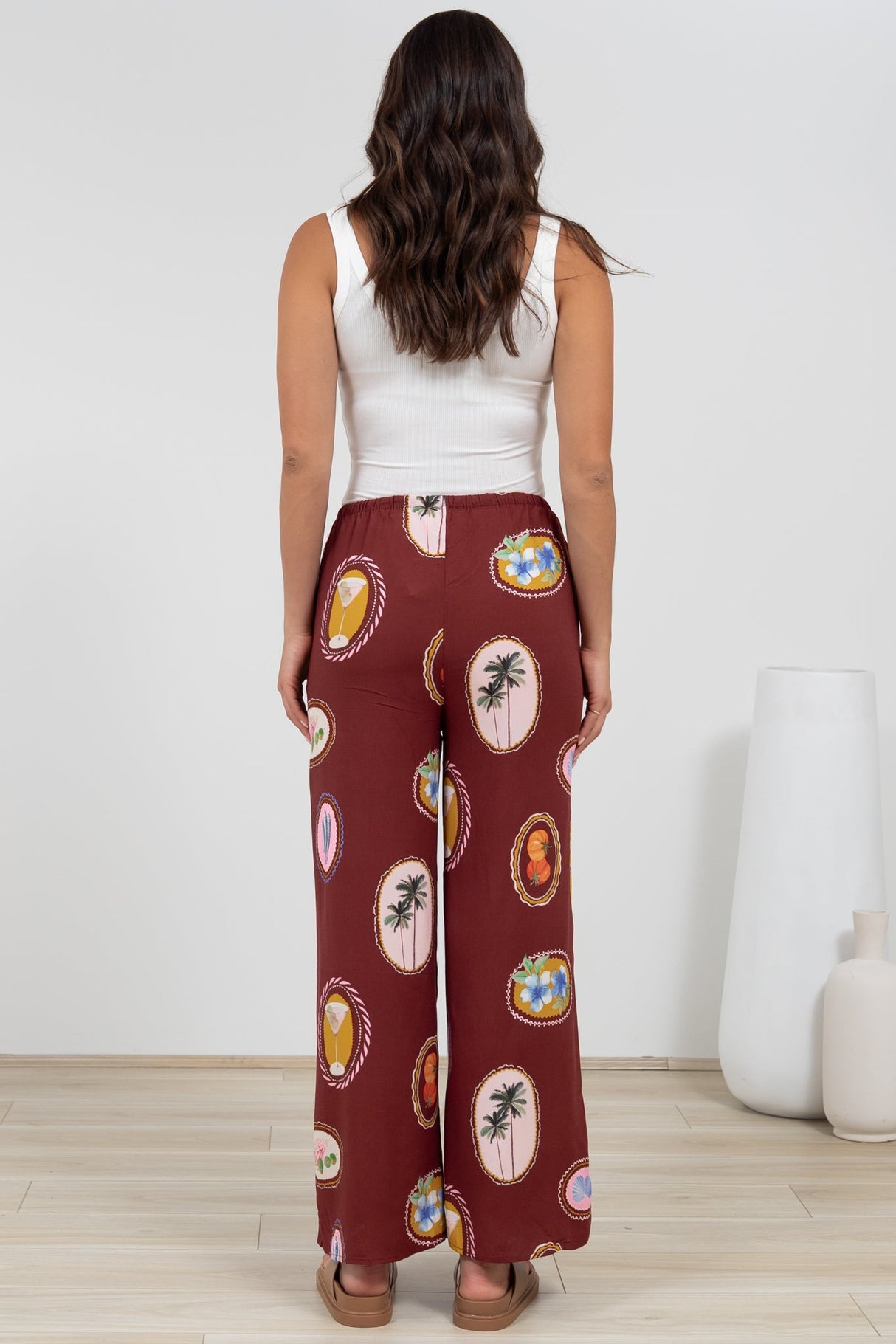 Adelaide Pants - Drawstring High Waisted Wide Leg Pant in Tamrin Print
