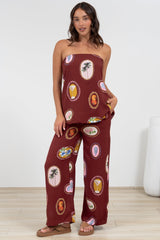 Adelaide Pants - Drawstring High Waisted Wide Leg Pant in Tamrin Print
