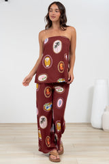 Adelaide Pants - Drawstring High Waisted Wide Leg Pant in Tamrin Print