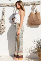 Adelaide Pants - Drawstring High Waisted Wide Leg Pant in Lyla Print