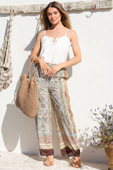 Adelaide Pants - Drawstring High Waisted Wide Leg Pant in Lyla Print