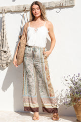 Adelaide Pants - Drawstring High Waisted Wide Leg Pant in Lyla Print