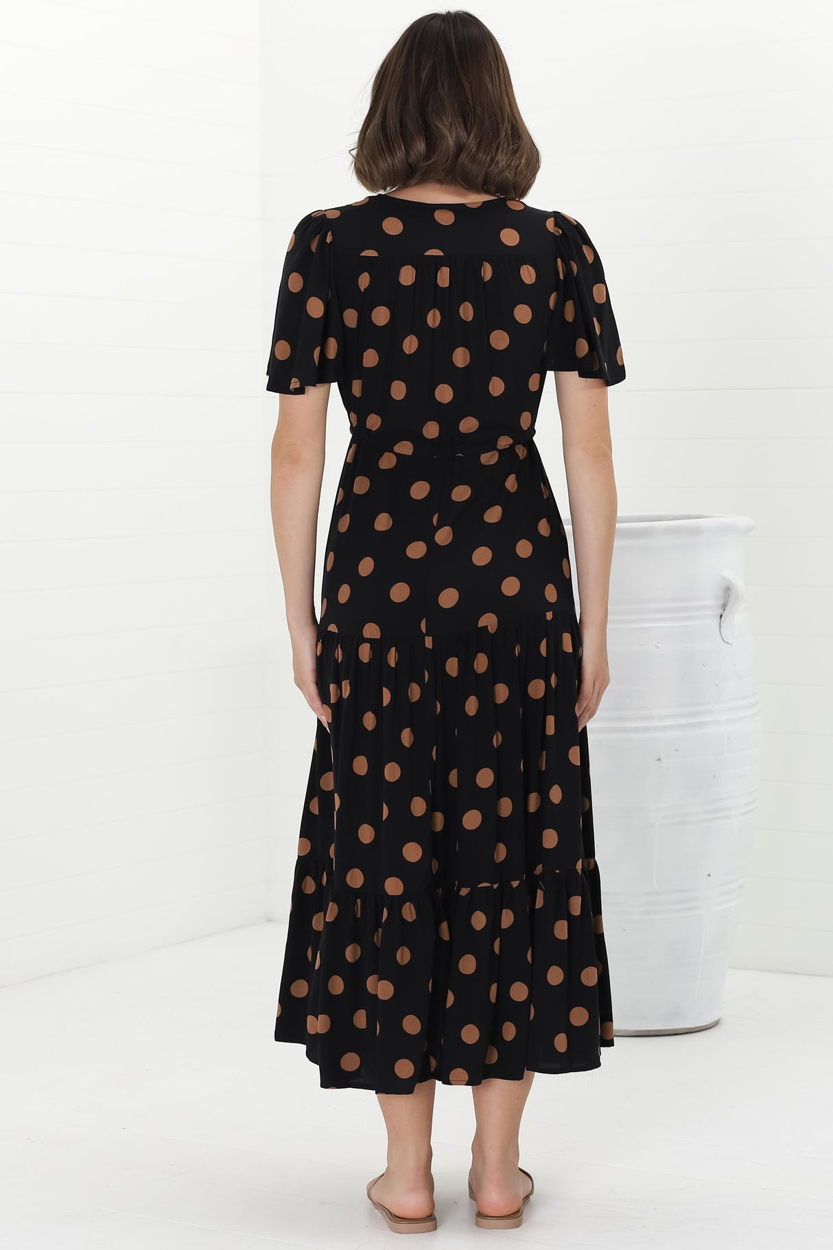 Adhira Maxi Dress - Buttoned Bodice A Line Dress With Flute Sleeves In Mahony Print