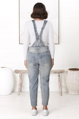 Aeryn Denim Overalls - Straight Leg Dungarees in Stone Wash Denim