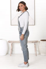 Aeryn Denim Overalls - Straight Leg Dungarees in Stone Wash Denim