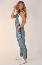 Aeryn Denim Overalls - Straight Leg Dungarees in Stone Wash Denim