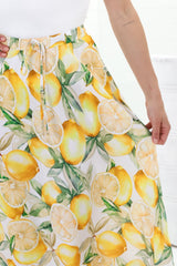 Alice Maxi Skirt - High Waisted Scoop Hemline Skirt with Pockets in Sicily Print