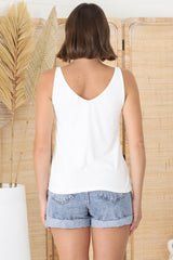 Ally Tank Top - V Neck Relaxed Tank Top in White