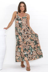 Amabel Maxi Dress - Thick Adjustable Strap Sun Dress in Baloo Print