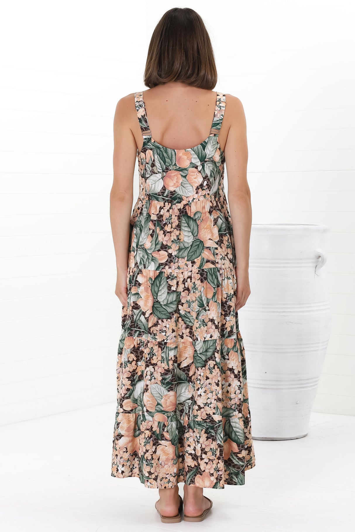 Amabel Maxi Dress - Thick Adjustable Strap Sun Dress in Baloo Print