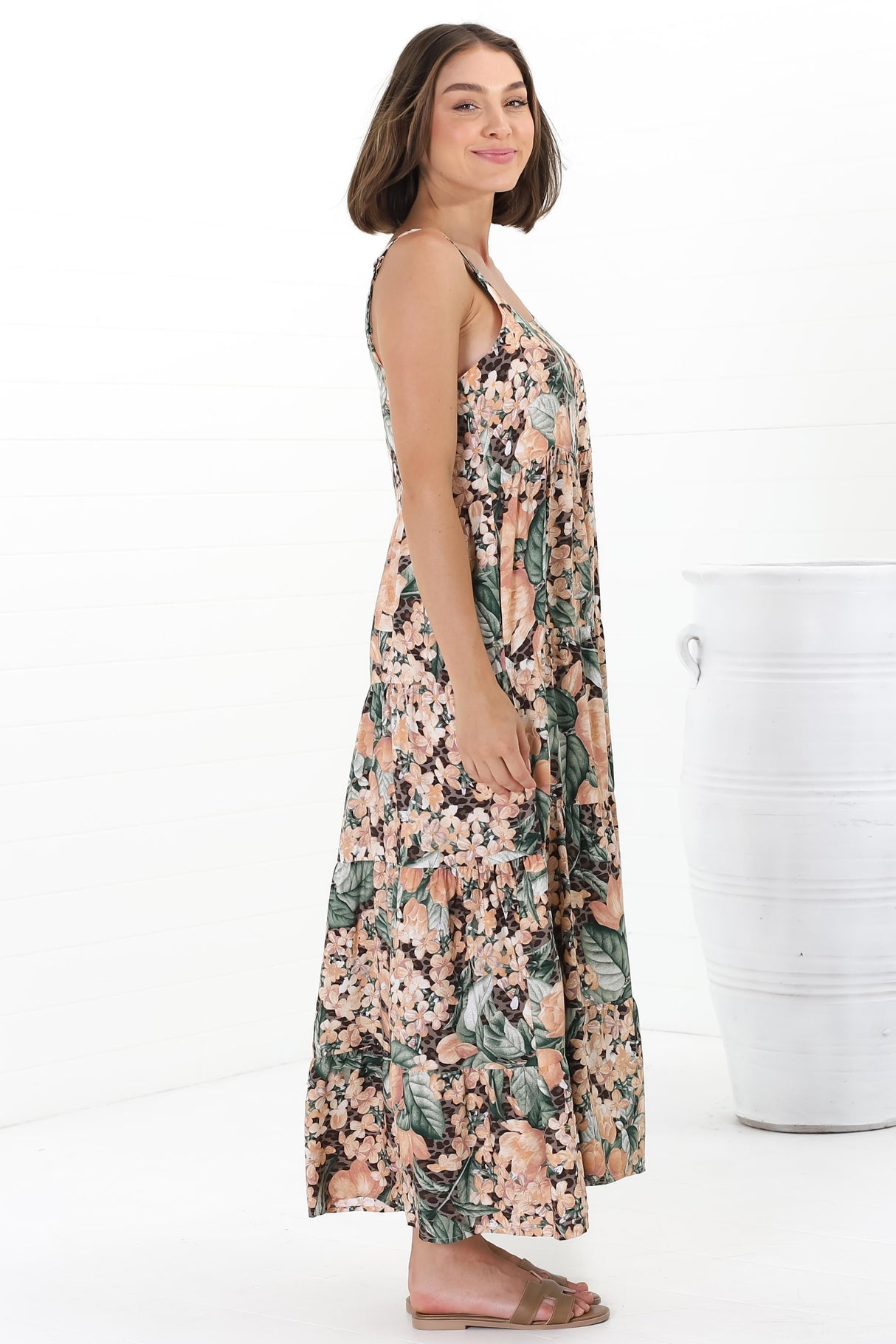 Amabel Maxi Dress - Thick Adjustable Strap Sun Dress in Baloo Print