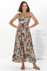 Amabel Maxi Dress - Thick Adjustable Strap Sun Dress in Baloo Print