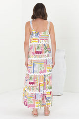 Amabel Maxi Dress - Thick Adjustable Strap Sun Dress in Nalani Print