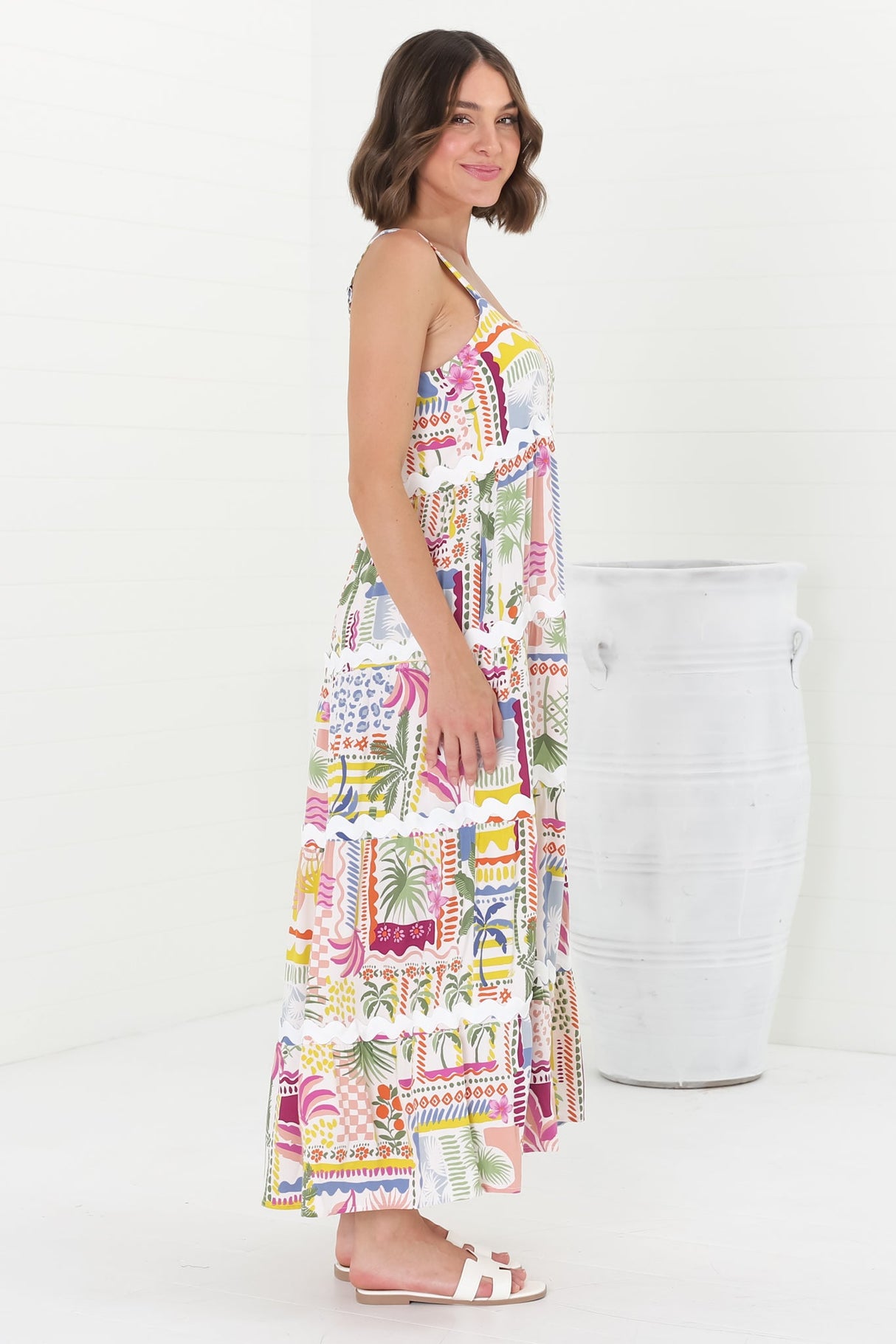 Amabel Maxi Dress - Thick Adjustable Strap Sun Dress in Nalani Print