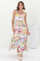 Amabel Maxi Dress - Thick Adjustable Strap Sun Dress in Nalani Print