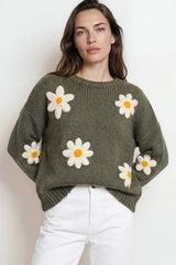 Model wearing Amara Jumper in Khaki from Salty Crush