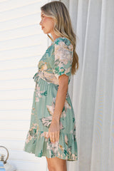Ameya Mini Dress - Sweetheart Neckline On or Off Shoulder Dress with Tie Bust in Emerson Print