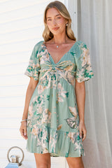 Ameya Mini Dress - Sweetheart Neckline On or Off Shoulder Dress with Tie Bust in Emerson Print
