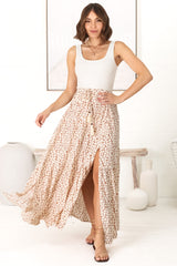 Aminah Maxi Skirt - High Waisted Skirt with Front Splits in Cream