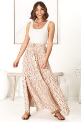 Aminah Maxi Skirt - High Waisted Skirt with Front Splits in Cream