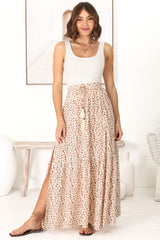 Aminah Maxi Skirt - High Waisted Skirt with Front Splits in Cream