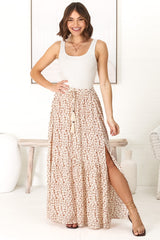 Aminah Maxi Skirt - High Waisted Skirt with Front Splits in Cream