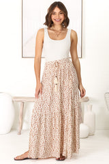 Aminah Maxi Skirt - High Waisted Skirt with Front Splits in Cream