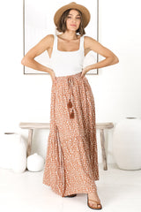 Aminah Maxi Skirt - High Waisted Skirt with Front Splits in Rust