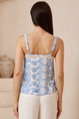 Amiri Cami - Adjustable Thick Strap Lace Detailed Button Through Cami in Cordelia Print