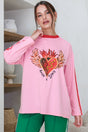 Model wearing Amor E Sorte Long Sleeve Tee in Pink from Salty Crush