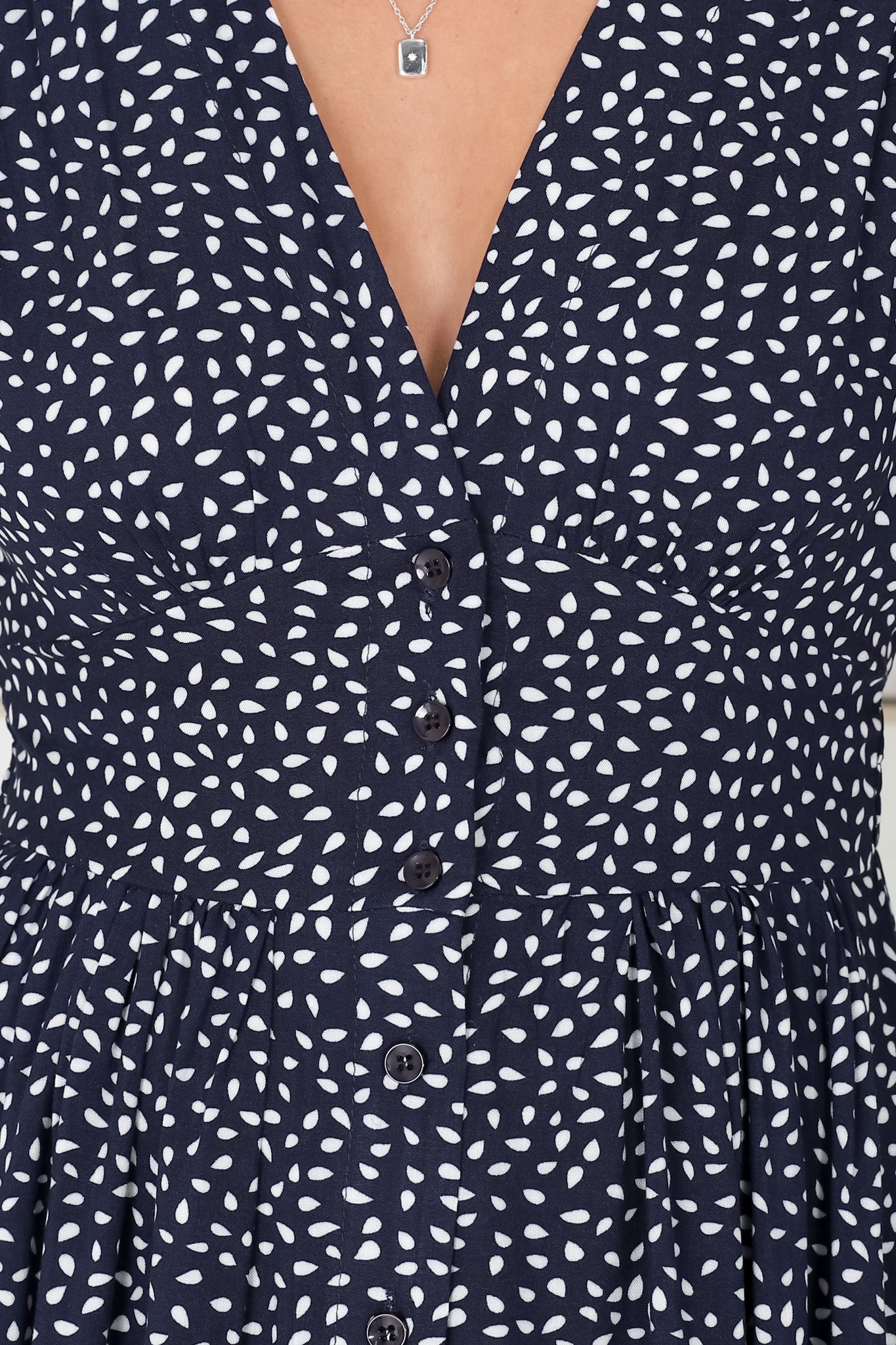 Anais Midi Dress - Cap Flutter Sleeve Button Down A Line Dress in Bell Print
