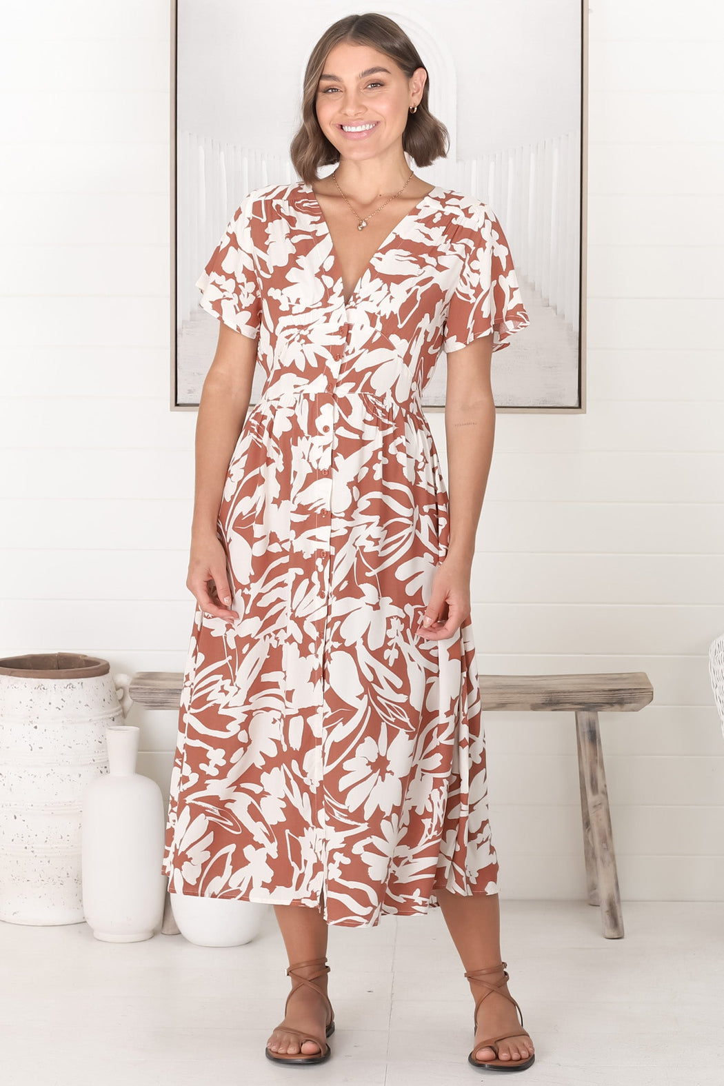 Anais - Charis Midi Dress - Rust | Shop Dresses | Salty Crush