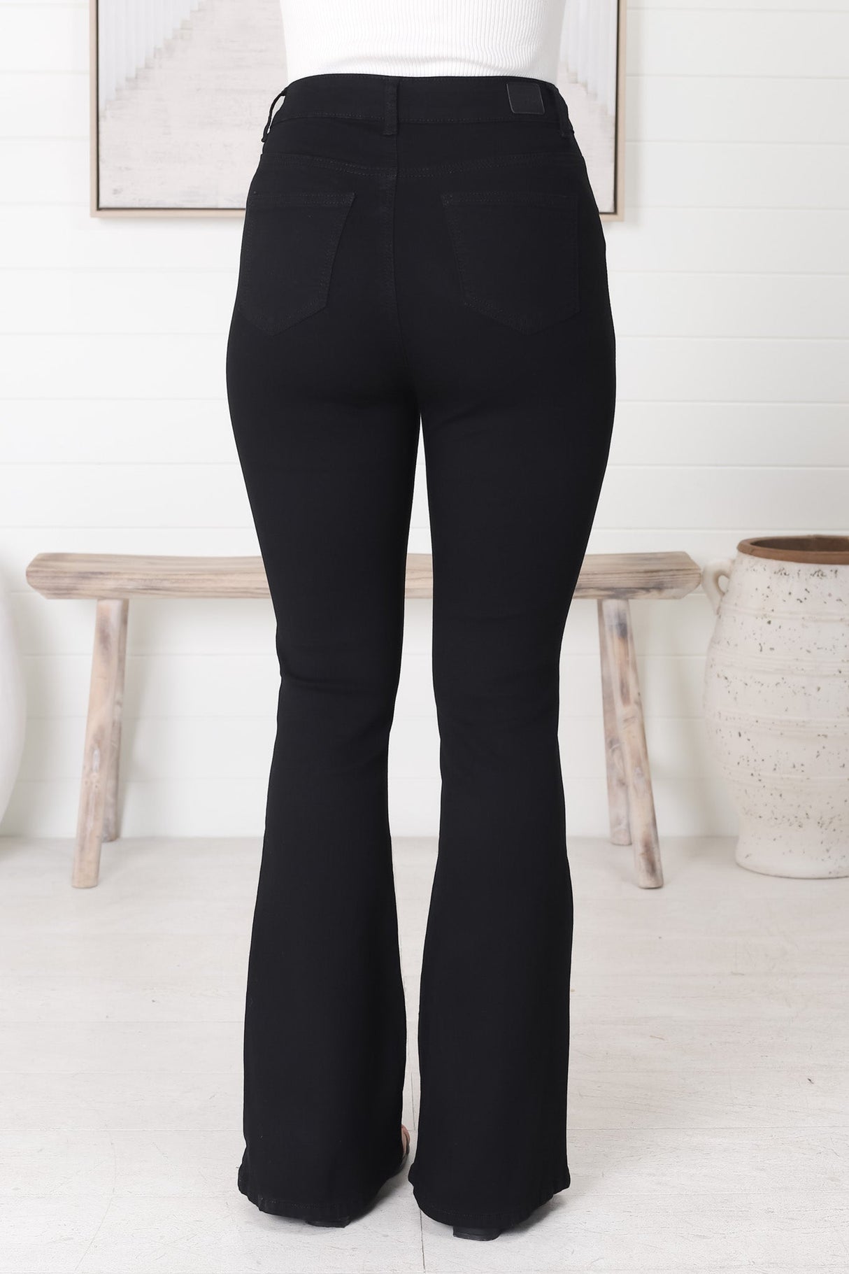 Anchor High Waisted Flare Jeans in Black