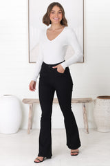 Anchor High Waisted Flare Jeans in Black