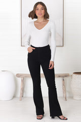 Anchor High Waisted Flare Jeans in Black