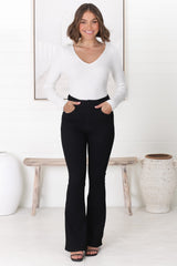 Anchor High Waisted Flare Jeans in Black