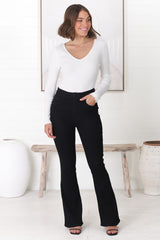 Anchor High Waisted Flare Jeans in Black