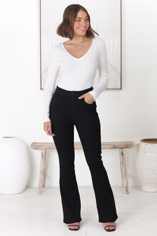 Anchor High Waisted Flare Jeans in Black