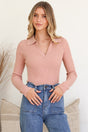 Model wearing Andee Knit Top in Blush from Salty Crush