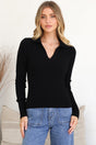 Model wearing Andee Knit Top in Black from Salty Crush