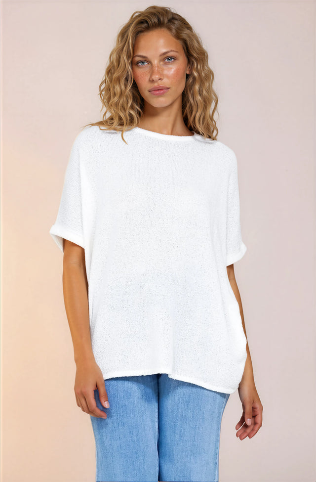 Model wearing Andre Top in White from Salty Crush