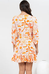 Annika Mini Dress - V-Neck Empire Line Dress with Balloon Sleeves in Sealy Print
