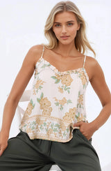 Annika Top - Soft V Neckline Adjustable Strap Cami in Gisella Print