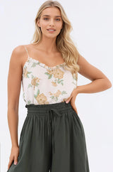 Annika Top - Soft V Neckline Adjustable Strap Cami in Gisella Print